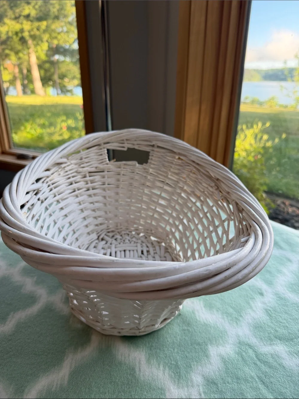 White Wicker Basket - Asymmetrical shape like NEW